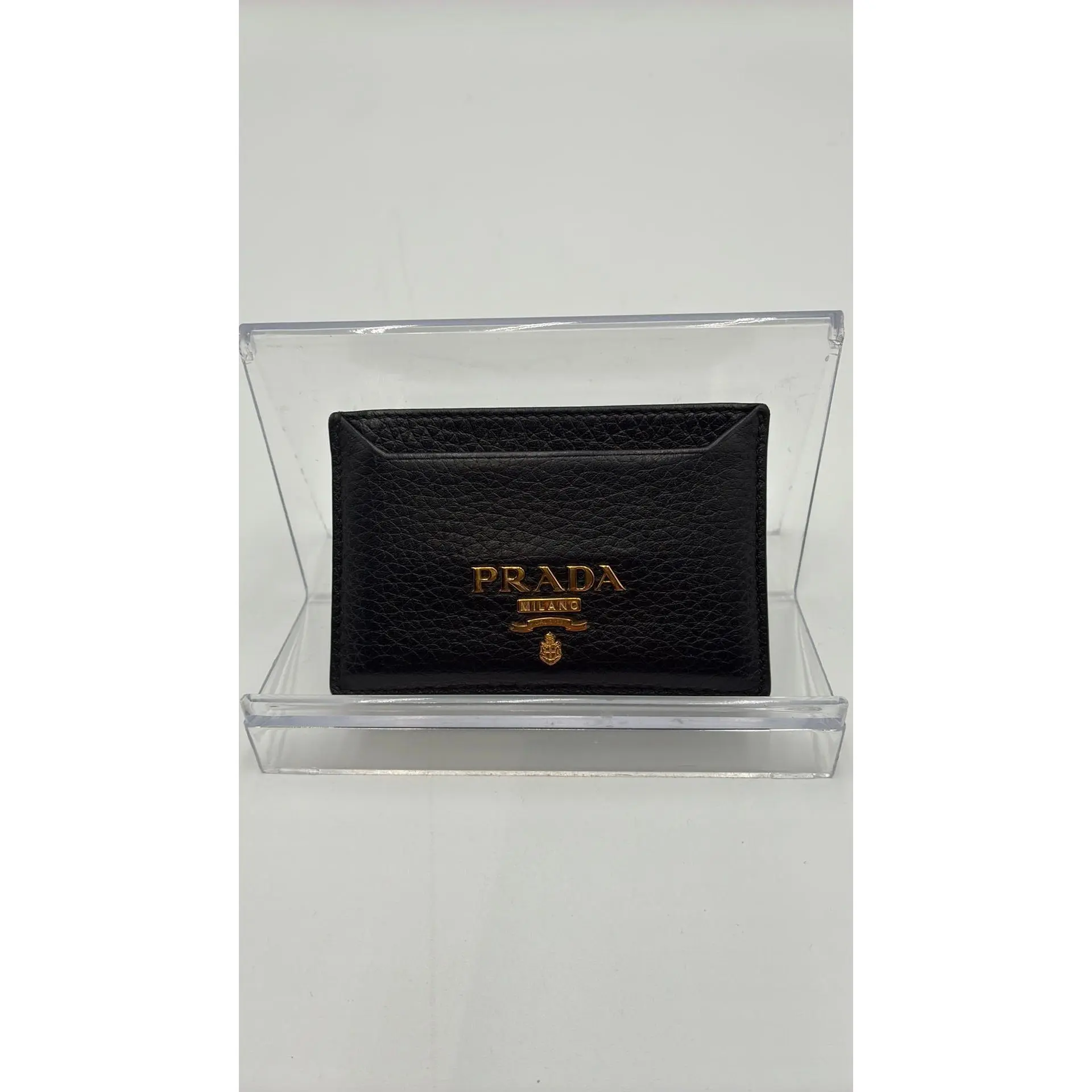 Pre-owned PRADA Leather Luxury Bags & Accessories Card Holder, Black Date Code: 245W. Entrupy ID: K73QJ8W.