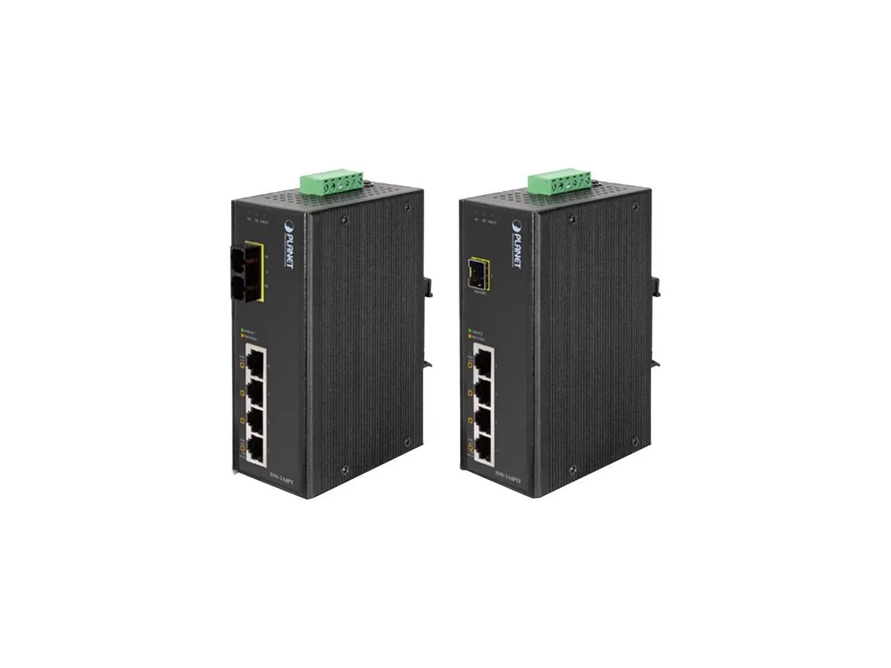 PLANET ISW-514PTF IP30 Industrial Ethernet Switch 4-Port 10/100 Mbps with PoE + 1-Port 100Base-FX (MM, SC, 2 Km) - Wide Temperature