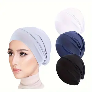 2Pcs/3Pcs Elastic Muslim Tube Undercaps Basic Monochrome Base Caps Elastic Inner Caps For Hair Loss.