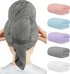 HOMEXCEL 5 Pack Microfiber Hair Towels - 40 x 20 inches Super Soft, Fast Drying Turbans for Long, Thick, Curly Hair - Anti Frizz Wrap with Elastic Strap