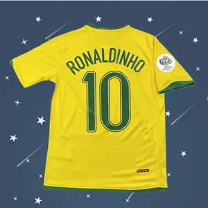2006 Brazil home Ronaldinho 10# short sleeve Soccer jerseys