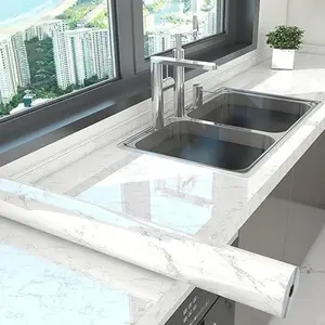 Glossy Marble Paper Granite / Wallpaper, Marble Pattern Wallpaper, Peel and Stick Self-Adhesive Removable Wallcovering, 15.8×118 Inch Waterproof Vinyl Film