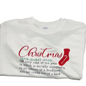Christmas Noun Sweater - White Fitted Crew Neck Long Sleeve with Christmas Noun Design Casual Womenswear Sweatshirts Crewneck