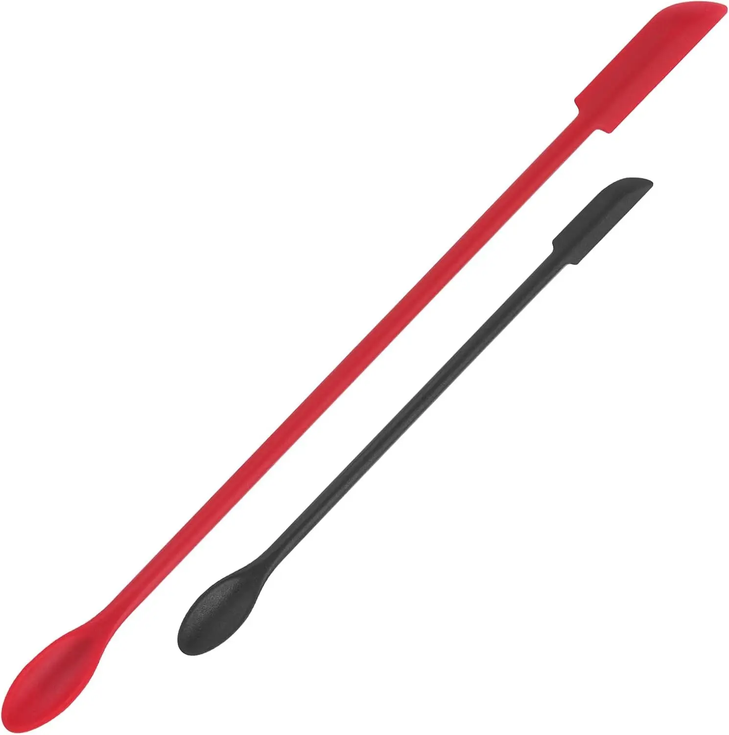 2PCS Mini Silicone Spatula Set – Small Jar Scraper for Kitchen, Reusable Tiny Spatulas for Getting Last of Sauce, Jam, Honey & Condiments from Jars (Black & Red)
