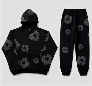 Retro Style Y2K Fashion Long Sleeve Distressed Denim Tears Hoodie Vintage Hip Hop Collection Designer Look Harajuku Gothic Pullover All-Day Wear Unisex Athletic Top Floral Bubble Print Graphic Sweatshirt Pants Womenswear Trouser Suits Clothes