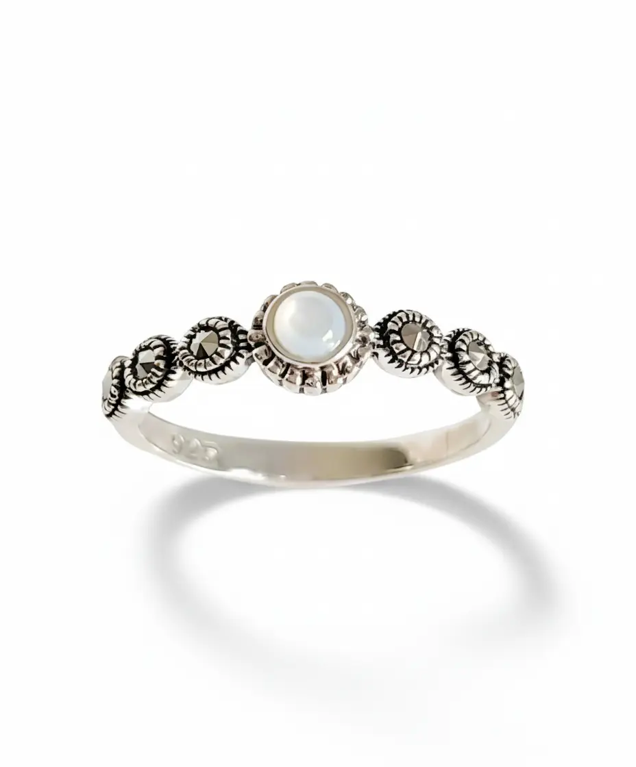 Sterling Silver Marquise Mother of Pearl Ring