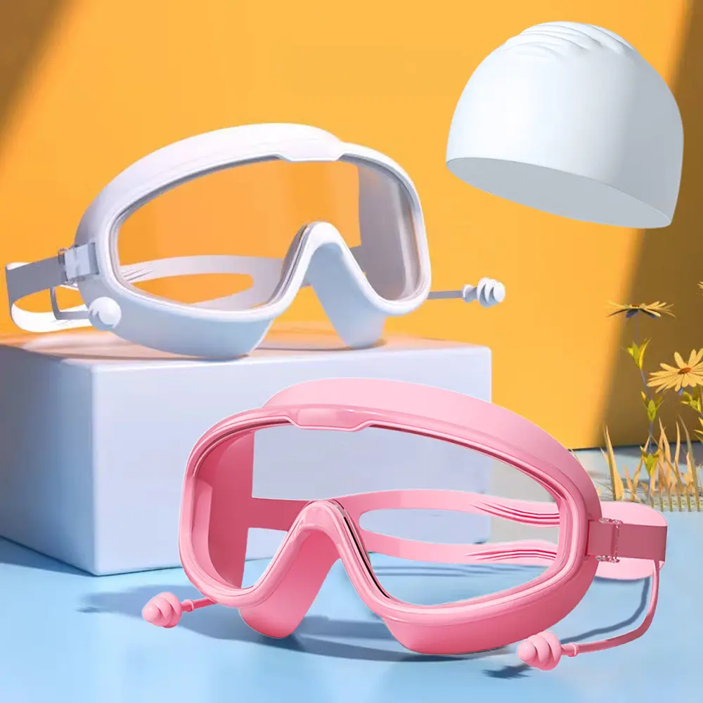 Kids Swimming Goggles - Big Frame, HD View, Anti-Fog, Waterproof Sports Eyewear for Boys & Girls with Multiple Color Options (Goggles for Swimming), Swimming Goggles Kids