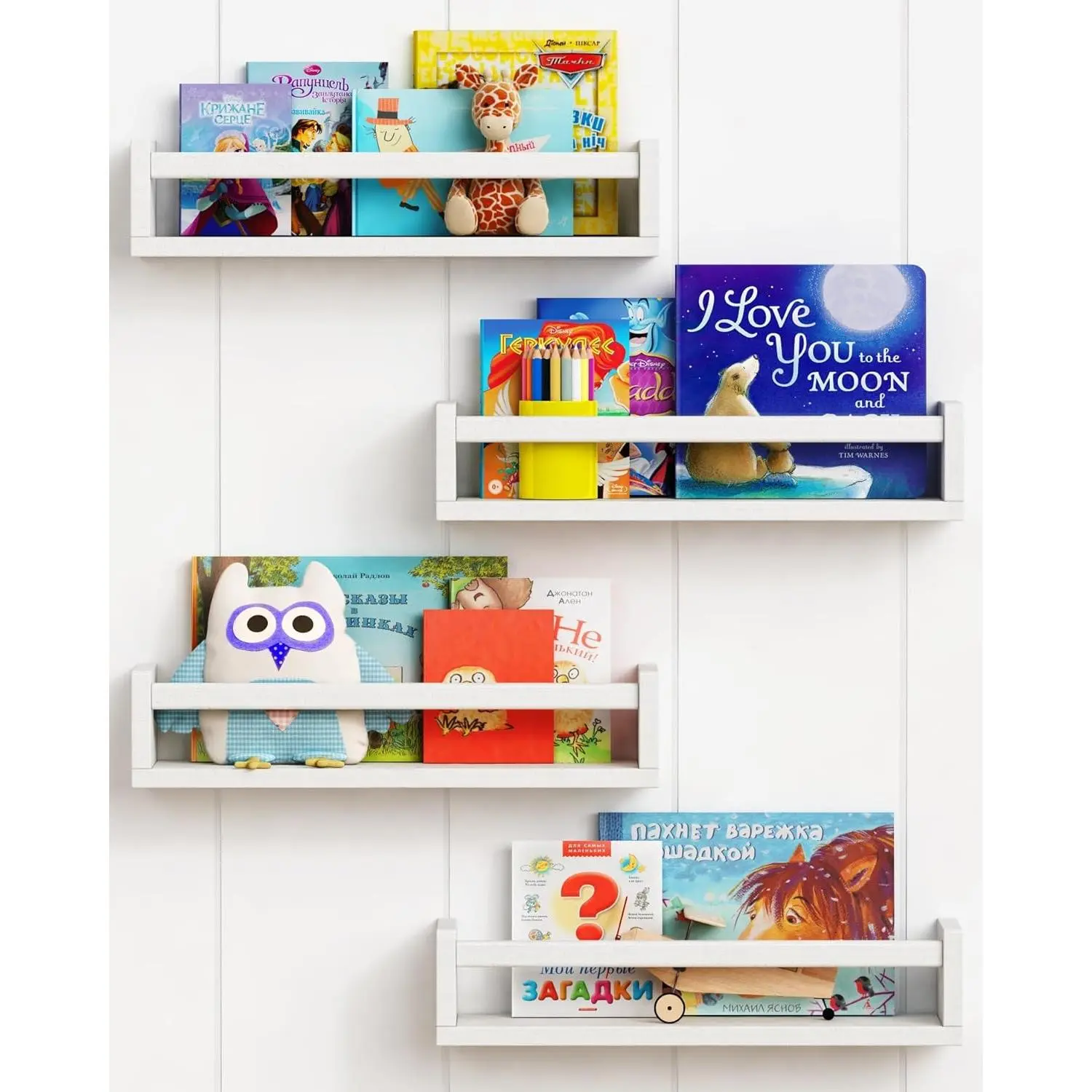 Floating  Book Shelves for Wall Set of 4, White Wall Bookshelf for  Room, Small  Book Shelf Bookshelves for  Teen Boys Girls Bedoom Bathroom  and Decor Storage