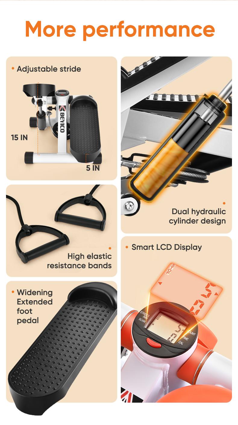 Steppers for Exercise at Home, Mini Stair Stepper with Resistance Bands,Adjustable Height Twist Stepper with 350lbs Loading Capacity, Exercise Equipment for Full Body Workout