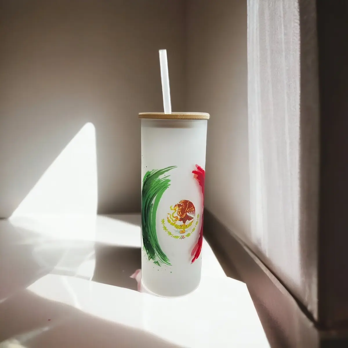Mexican Flag Frosted Glass 25 Oz Tumbler Mexican Flag Frosted Glass 25 Oz Tumbler