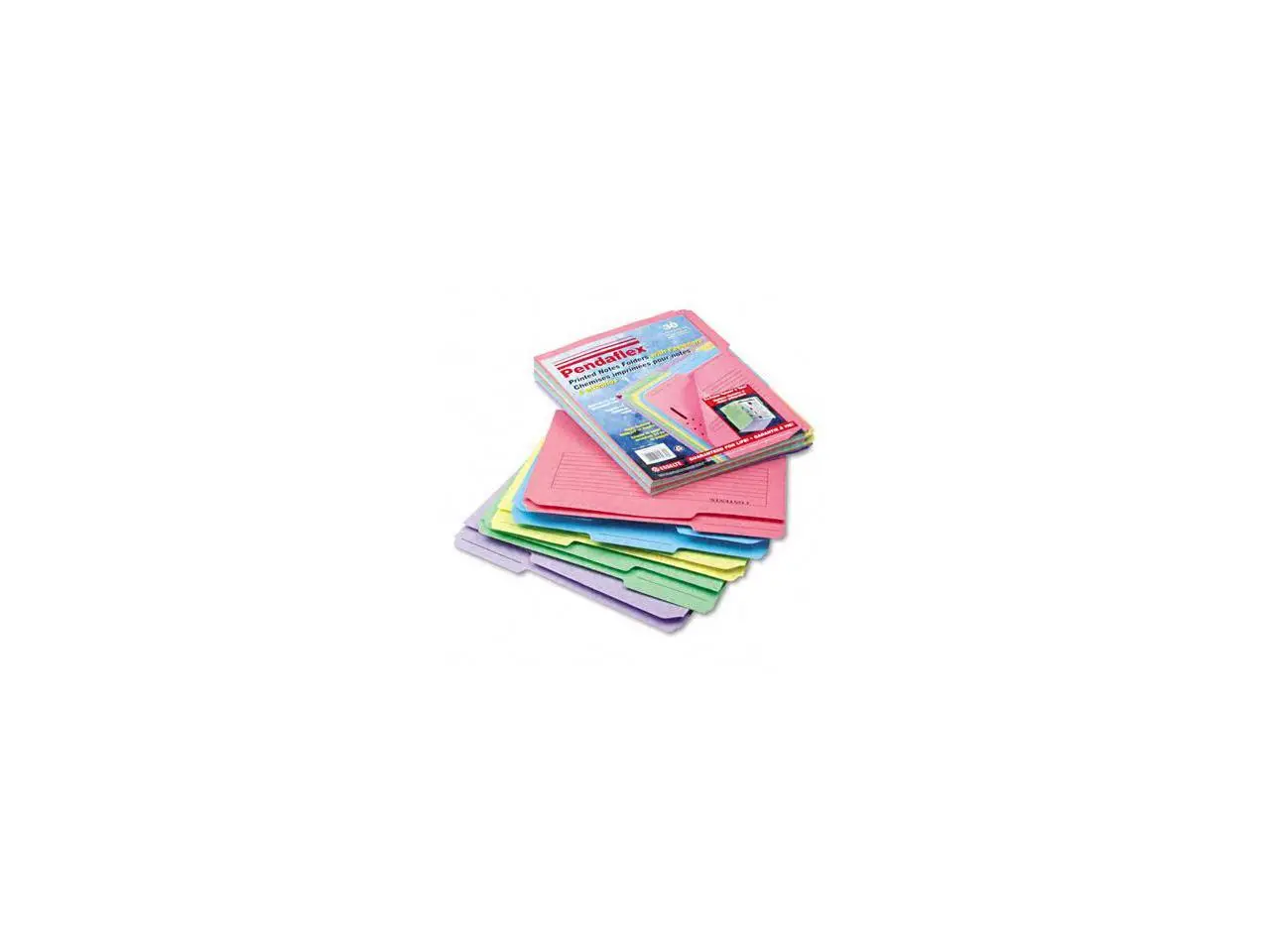 Tops Pendaflex 45270 Printed Notes Folders with Fastener  1/3 Cut  Top Tab  Letter  Assorted  30 Pack