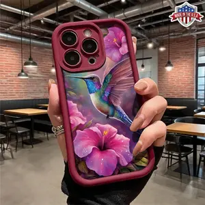 Artistic Hummingbird Floral Aesthetic Pattern Case for iPhone 17 Pro Max 16 15 14 13 12 11 XR XS Plus Air Slim Shockproof Protective Anti Scratch Lightweight TPU Cover