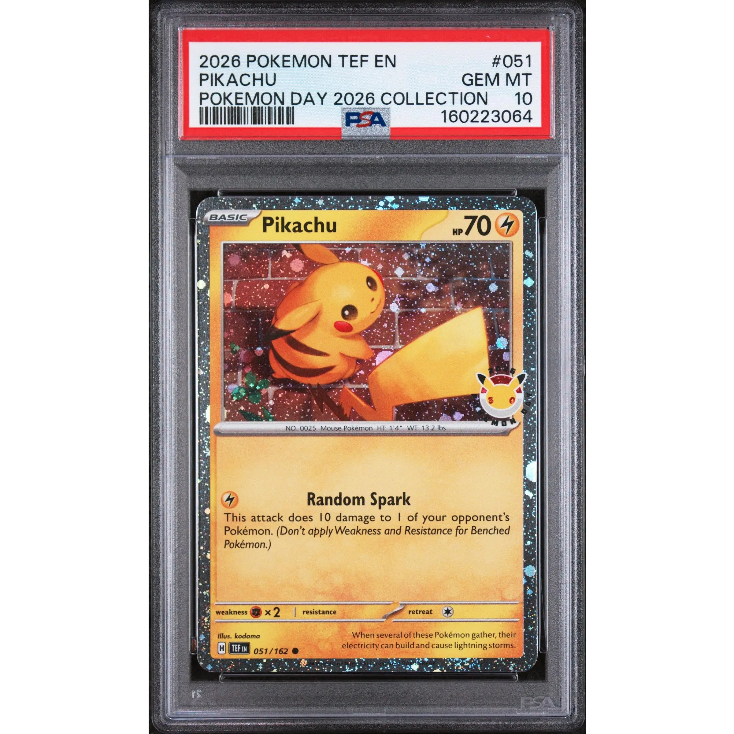 2026 Pokemon Temporal Forces Pokemon Day 2026 Collection Pikachu 10 PSA #051