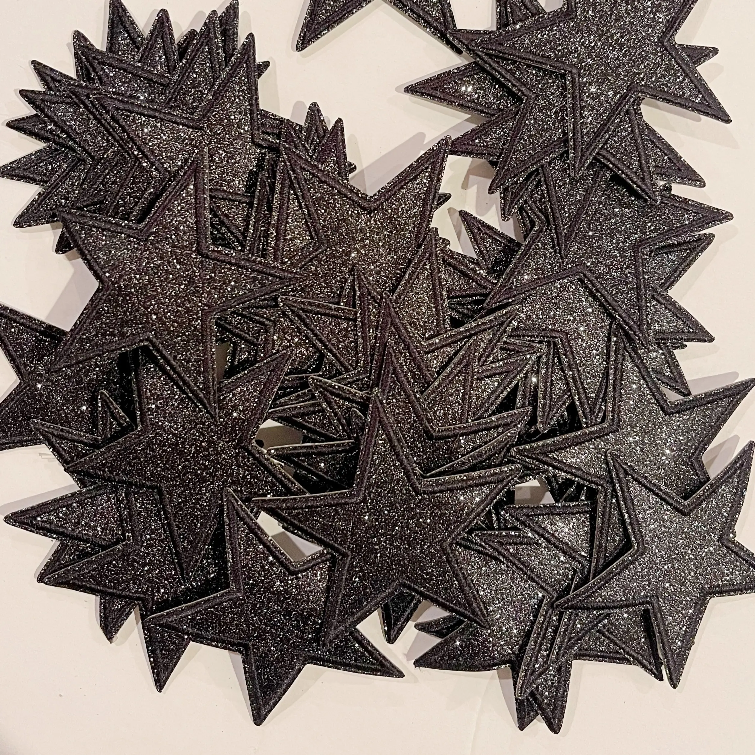 Iron on Patches, Applique Patches, Embroidery Patches, Star Patches, Glittering Iron Patches, Black Star Patches