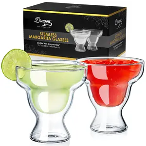 Dragon Glassware 12 oz Stemless Margarita Glasses - Perfect for Cocktail Lovers Mugs Drinkware Set Cocktail Glasses