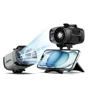 AKLLCCR Portable Waist Fan with Cellphone Stand and Double Clips, 4-Speed Strong Airflow Small Fan, Multifunctional Rechargeable, Clip-on Car Fan, LED Emergency Light, Suitable for Travel, Outdoor, Construction Site