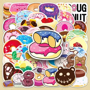 Donut Pattern Sticker, 100pcs/set Cute Donut Decorative Sticker, DIY Decorative Sticker for Phone Case, Scrapbooking, Journal Making
