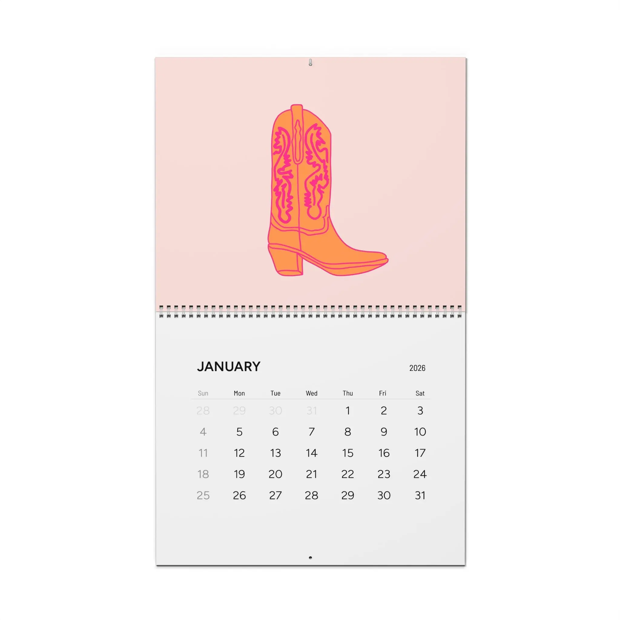 Pink & Orange Wall Calender 2026
