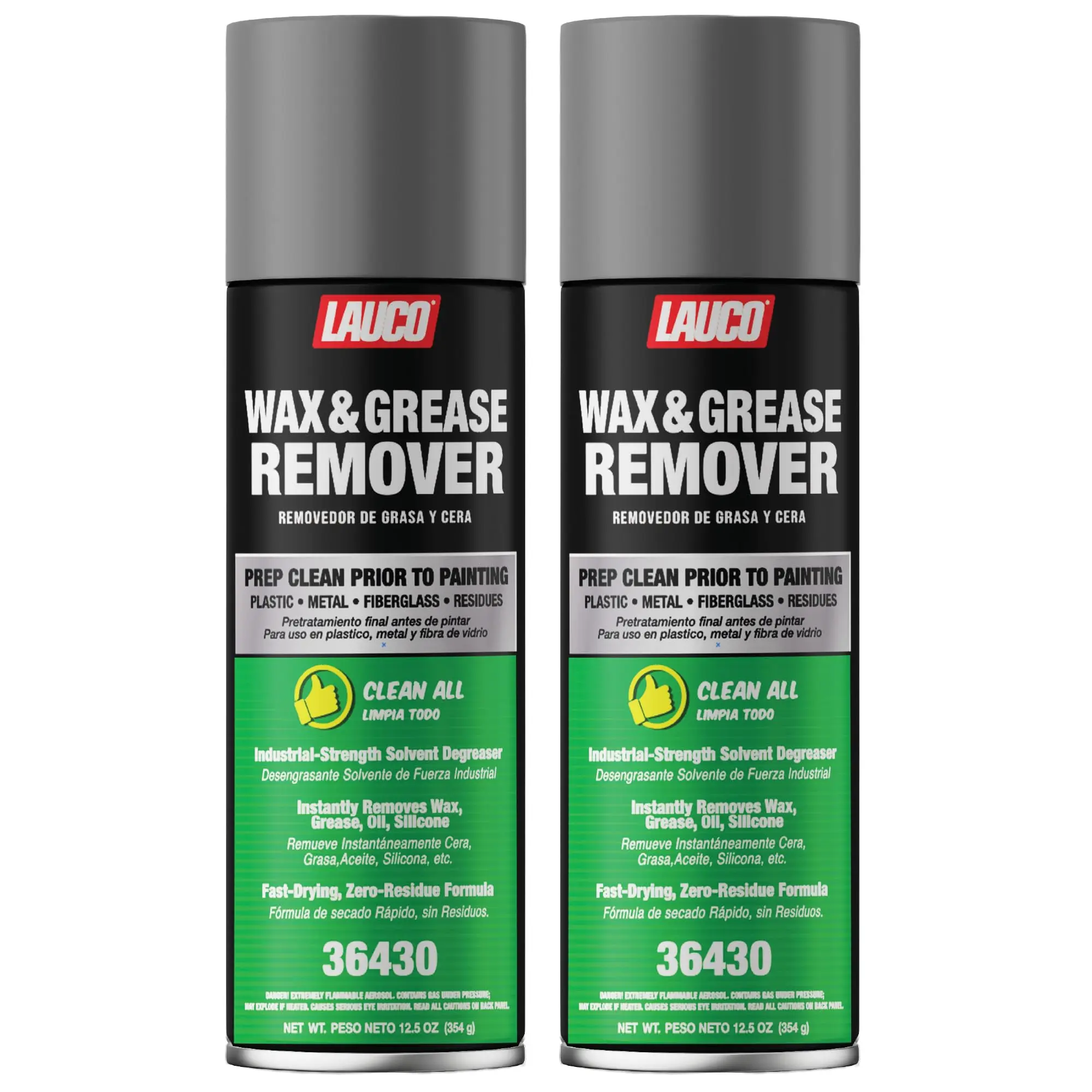 LAUCO 13oz Liquid Wax and Grease Remover Spray (Pack of 2) - Industrial-Strength Fast-Dry Cleaner for Auto Body Garage Surface Prep, Before Paint Use, Cleans Surfaces on Plastic, Metal, Fiberglass, Aluminum, Clean Surface, Garage Paint Prep