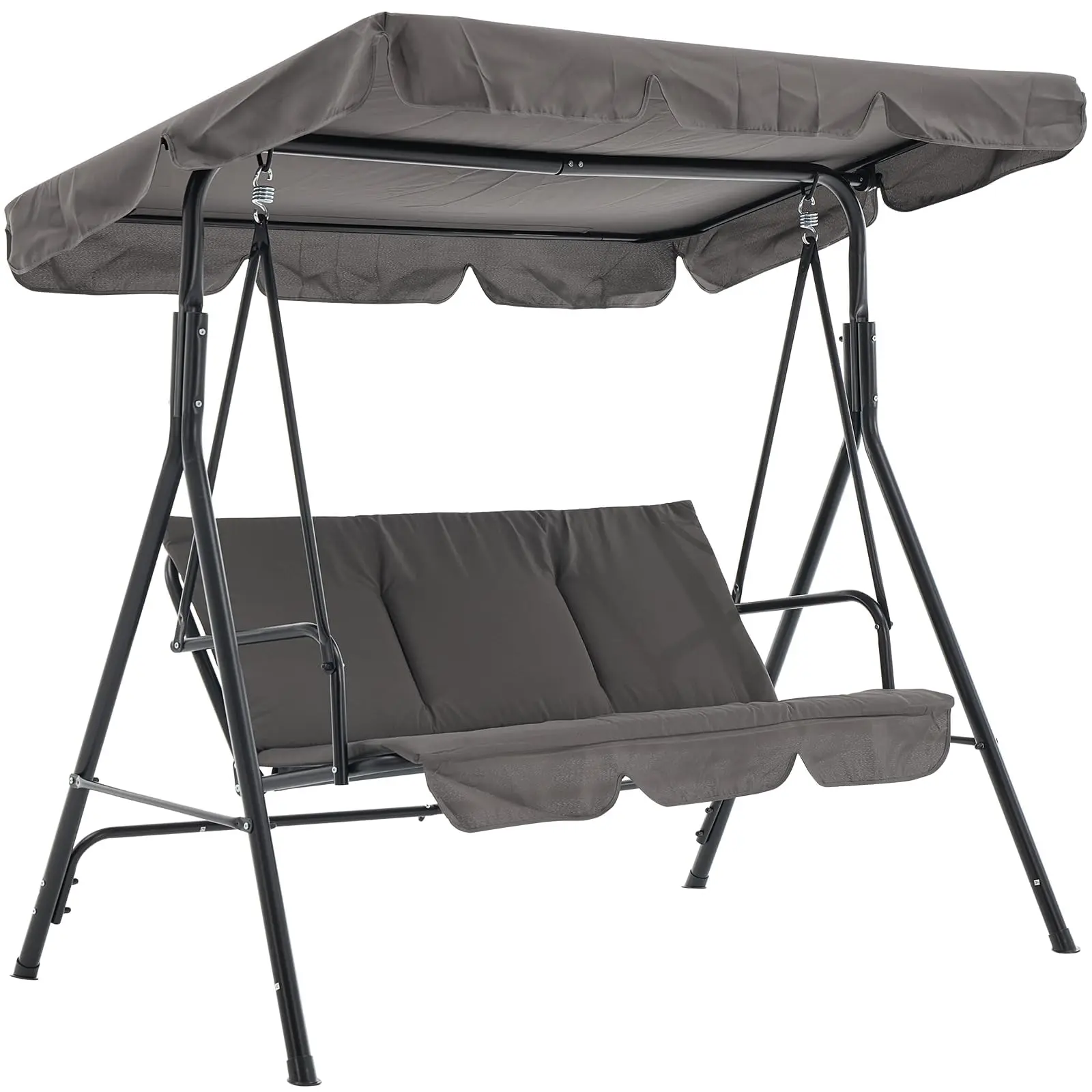 Garvee 3-Seat Outdoor Patio Swing Set with Adjustable Canopy - Heavy-Duty Steel Frame, Breathable Textilene, Armrests, Weather-Resistant for Garden, Backyard