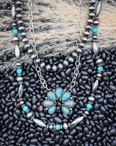 Sagebrook Layered Squash Blossom Necklace in Turquoise