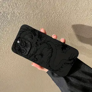 for iPhone13 High-end Black Dragon Pattern TPU Shockproof Soft Mobile Phone Case, Compatible with Iphone16 15 14 13 12 11 Cover Smartphone