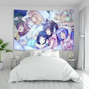 Cute Tapestries - Anime Cat Maid Polyester Wall Tapestry, Psychedelic Hanging Art, Home Decor Curtain Accessory for Girls’ Dorm Room Decorative,summerwins