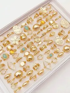 Women's Elegant Vintage Resin Ring Set, Dainty Stacking Rings, 5/8/13 Pieces, Fall Winter Colorful Rings, Casual Party Wedding Jewelry, Christmas Gift