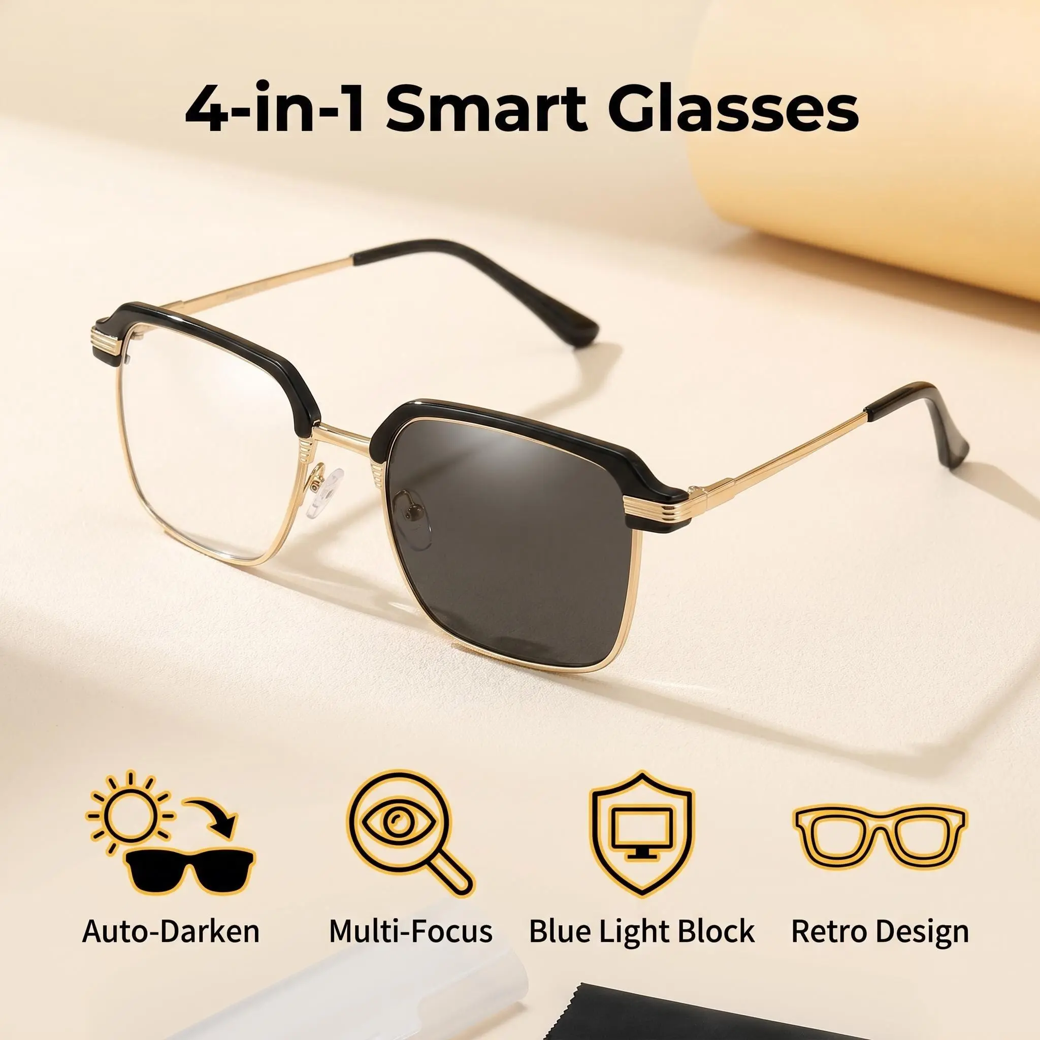 Smart Photochromic Progressive Multi-Focus Readers for Seniors, Auto Transition Anti Blue Light & UV Protection Reading Glasses, Lightweight Eyewear for Computer, Reading & Driving, Practical Father’s Day Gift for Dad and Grandfather
