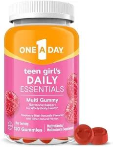 Teen Girl’s Daily Essentials Multivitamin Gummies, Teen Girl Multivitamins with Biotin, Vitamin B12 and B6, Vitamin C, Raspberry Natural Flavor, 120 Gummies