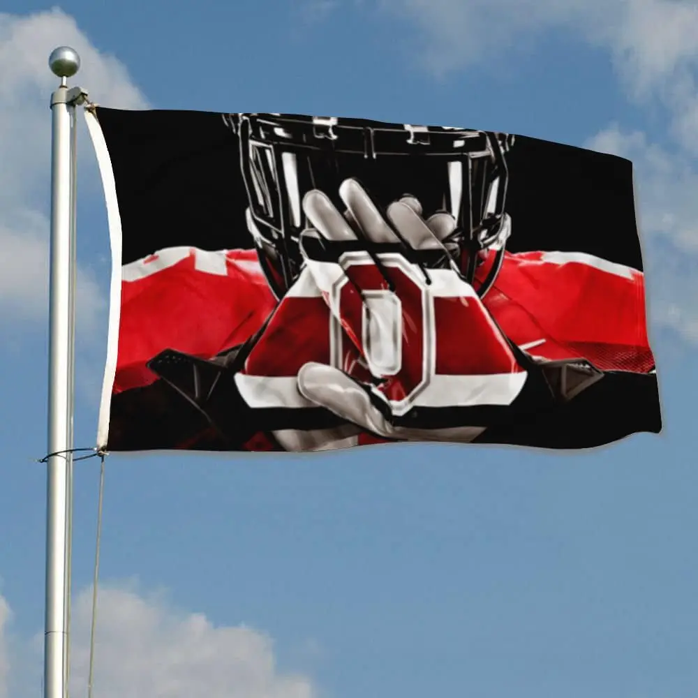 Football Helmet & Gloves 3x5 FT Polyester Flag - Double Stitched, Black Sports Banner, Flagpole Compatible, Decor for Man Cave, Tailgating, Father's Day Gift for Dad, Husband, Coaches