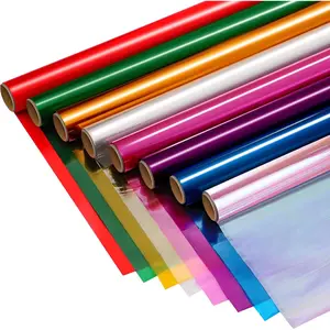 8 Rolls Colored Cellophane Wrap Extra Wide (34In x 10Ft) Transparent Cellophane Paper Roll for Gift Baskets Gift Wrapping DIY Crafts Easter Decoration