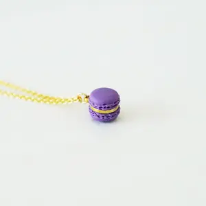 Mini Purple Macaron Pendant Necklace - Elegant Design with Unique Shape and Color