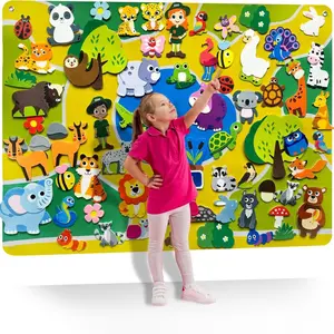 Zoo Animals Felt Story Board Set  Preschool Zoo Animals Theme Busy Board Sensory Board Story Set Storytelling Early Learning Interactive Play Kit Wall Hanging for Toddlers Kids