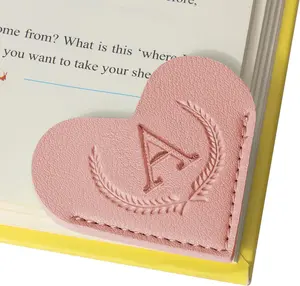 Personalized Leather Heart Bookmark with Initial,Cute 26 Letters Custom Corner Book Mark for Reading Women& Men,Teacher,Student,Book Lovers Gifts,Book Accessories(,A)