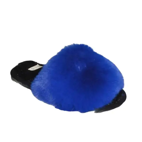 Women's Winter Fuzzy Warm Faux Fur Slip-On Slippers - Striped Design, Microfiber Insole, Round Toe, Lightweight Soft Rubber Sole, Indoor Casual House Footwear (Size L)