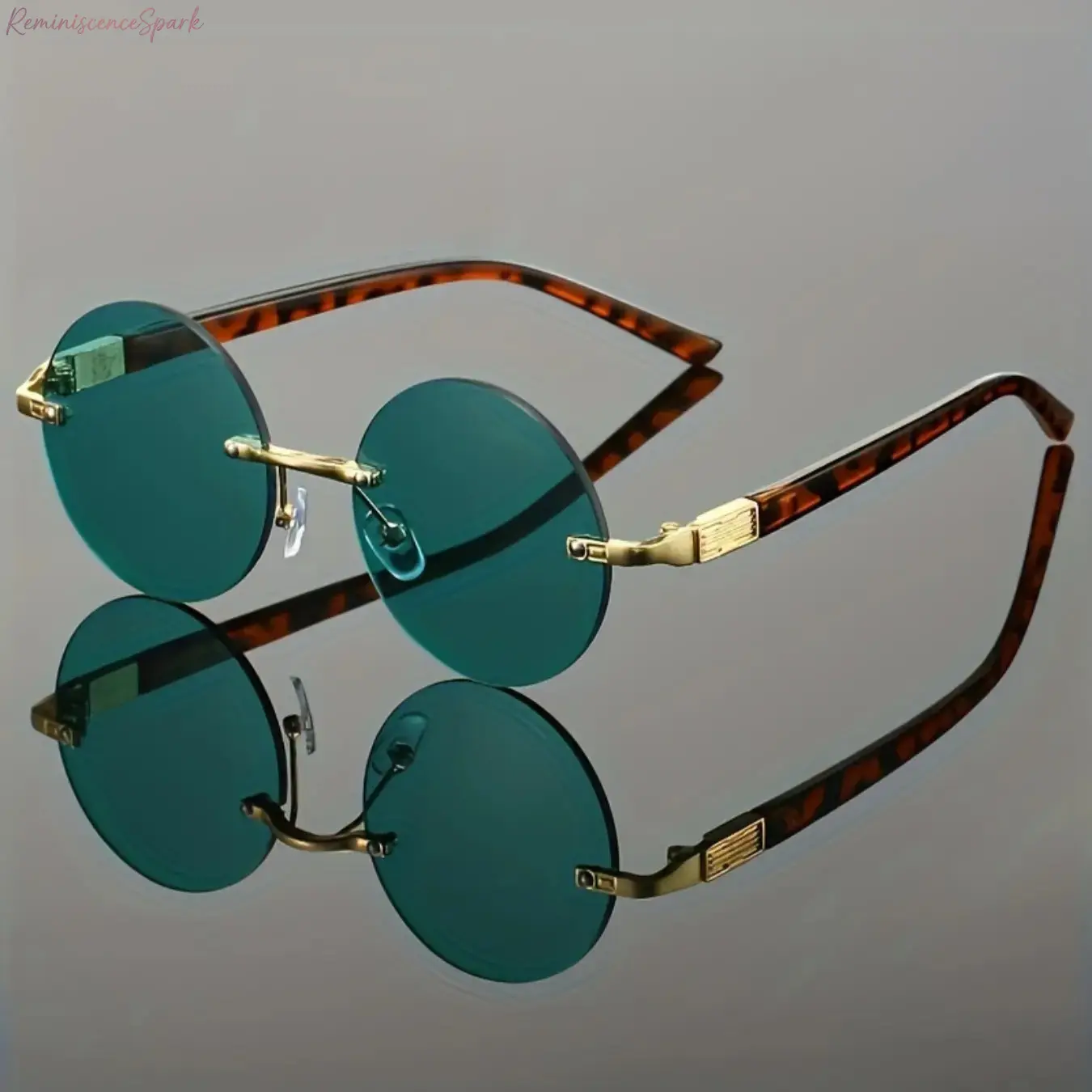 Men's Retro Round Rimless Classic Sunglasses - Trendy Minimalist Metal Frames, Sun Protective Durable Polycarbonate Lenses, Lightweight Universal-Fit Sports Eyewear for Daily Wear, Trendy Frames Sunglasses
