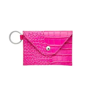 Keychain Wallet -  Pink Leather Envelope Card Case