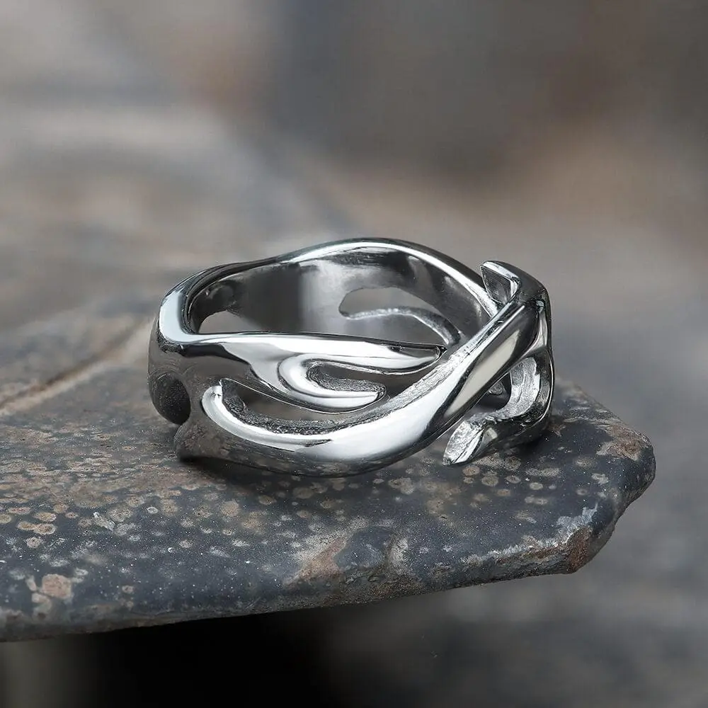 GTHIC Flame Pattern Stainless Steel Ring for Men Women Birthday Personalized Mother's Day Gift Size 5-11 GTHIC Flame Pattern Stainless Steel Ring for Men Women Birthday Personalized Mother's Day Gift Size 5-11