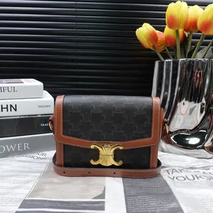 Pre-owned Celine Coated Canvas Shoulder Bags Teen Triomphe Brown Shoulder Bag T10323095