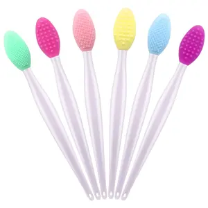 Lip Scrub Tool Silicone Lip Brush Exfoliating Double-Sided Lip Scrubber for Smoother and Fuller Cleaner Appearance (6 Colors, 6 PCS)