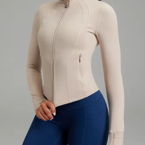 QUEENIEKE Running Jackets For Women, Athletic Full Zip Up Fitness Sports Jackets For Women With Thumb Holes Tops Active Wear Nylon Lycra Fabric Long Sleeve Athleisure ，Activewear for Gym & Workout