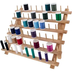 60-Spool Thread Holder: Wooden Sewing & Embroidery Thread Storage Organizer