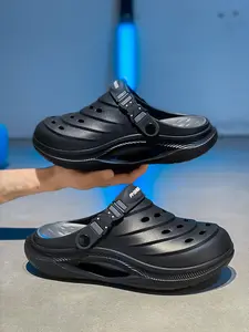 Men's Light Gray Tech Clog Sandals, Simple Casual Style, Hollowed Breathable Design + Adjustable Strap + Cushioned Sole, Easy to Put On/Off, Refreshing Fit , Ideal for Daily Home & Light Outdoor Outings