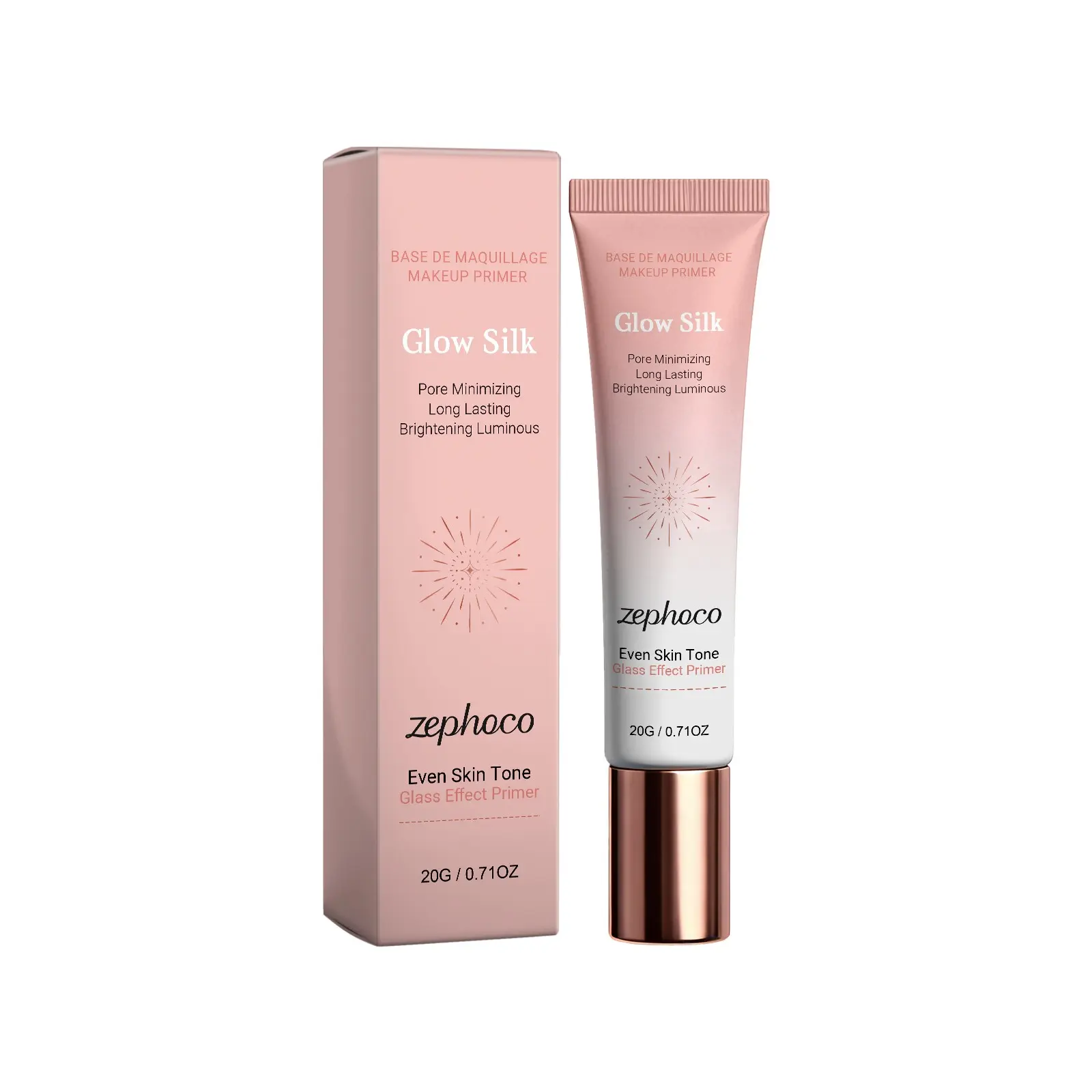 zephoco Glass Effect Glow Brightening Primer, Niacinamide Glycerin Hydrating Makeup Base, Lightweight Fit Brighten Skin Tone Long Lasting Daily Facial Primer, Face Perfector