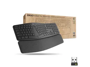 Logitech Ergo K860 Split Wireless Keyboard for Business - Ergonomic Design, Secured Logi Bolt Technology, Bluetooth, Globally Certified, Windows/Mac/Chrome/Linux - Graphite