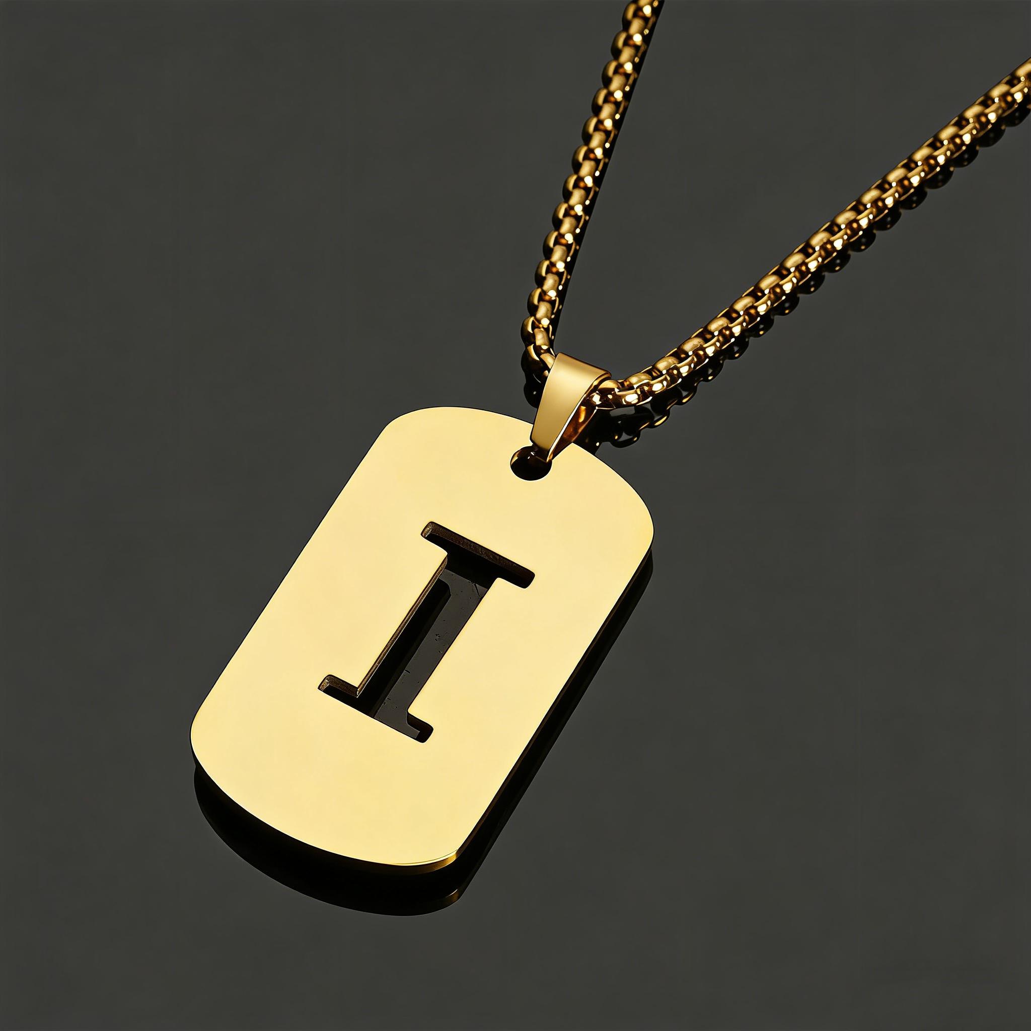 Initials Necklace, Stainless Steel Hip Hop Geometric Pendant, A-Z Letter Pendant Chain, Gift for Couples, Friends, Anniversaries