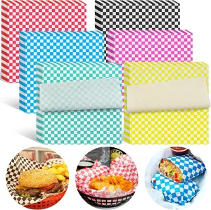 Deli Paper Sheets 126P, 11.5x11.5 In Checkered Sandwich Paper Wraps, 6  Basket Liners For Food Serving, Grease Resistant Burger Wrappers for BBQ, Picnic, Party