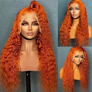 QD-Tizer Ginger Orange Lace Front Wigs Loose Curly Hair Wigs 13x4 Lace HD Glueless Long Curly Wigs for Women 26inches Heat Resistant Fiber Hair