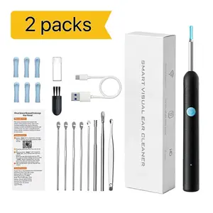 9-in-1 Smart Visual Ear Cleaning Kit with LED Light and Cleaning Brush, iOS/Android - Compatible Ear Care Tool -  Earwax Cleaning Kit wax removal camera waterproof endoscope wide angle ear cleaner Ear Wax Remover rechargeable wax removal tool battery dual